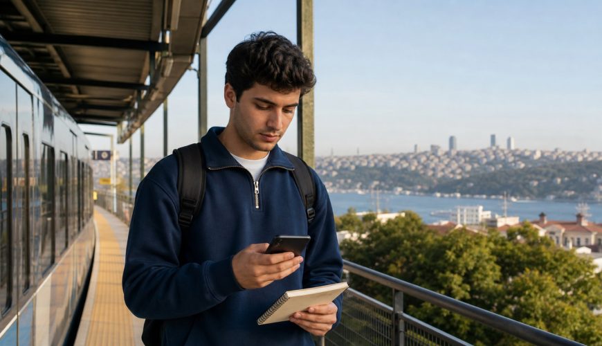 International student planning a university commute in Istanbul