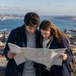 Students comparing Istanbul districts using a city map